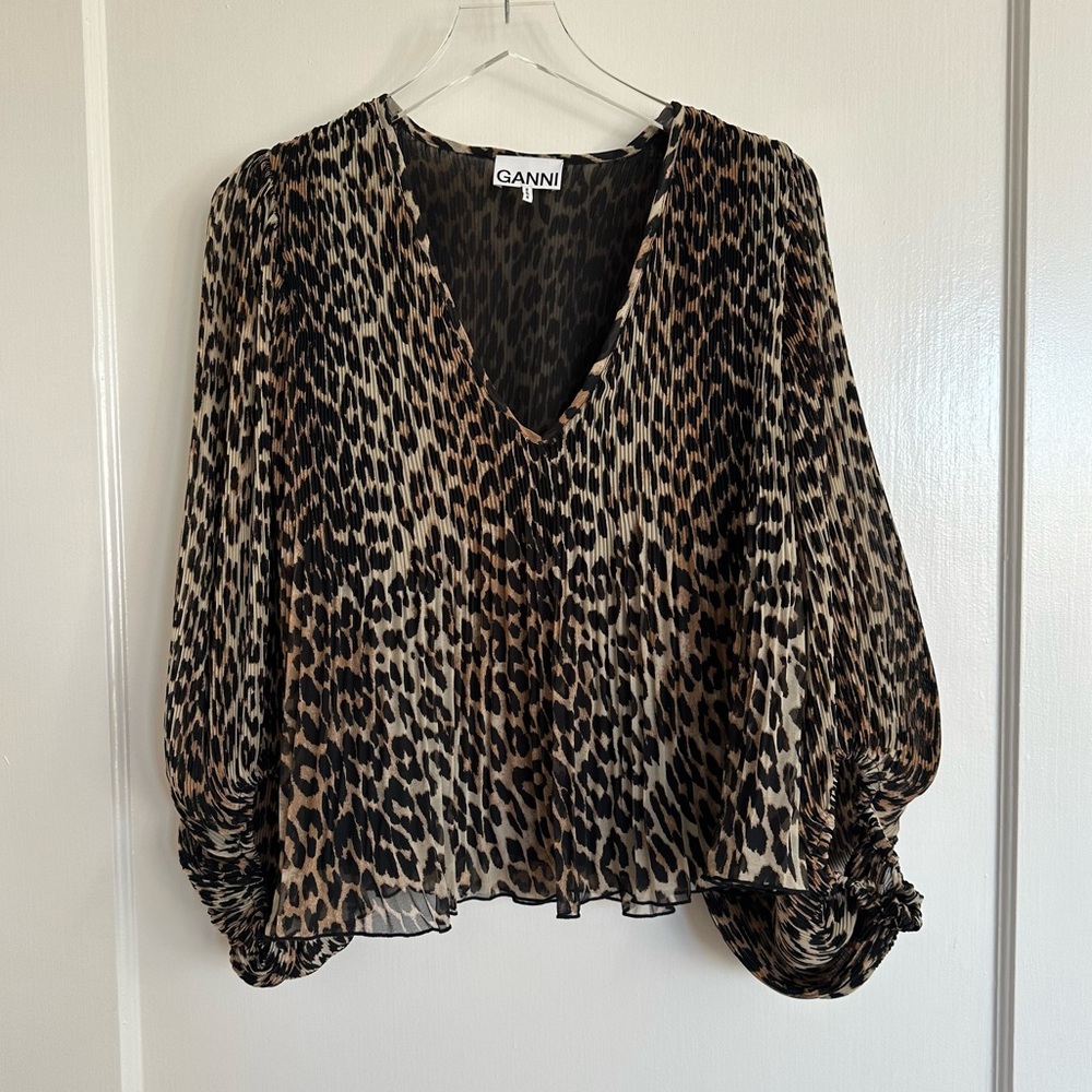 Ganni leopard blouse